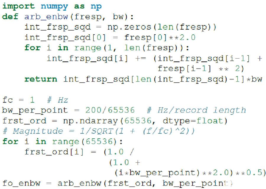 图 28. 计算有效噪声带宽的 Python 代码示例。
